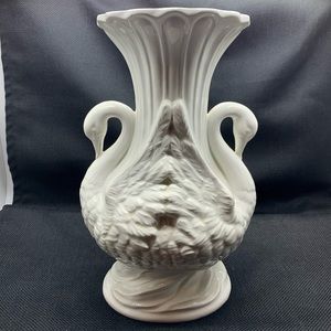 Vintage Italian Double Swan White Vase